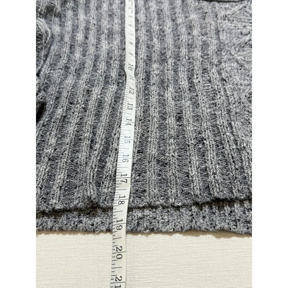 Free People On Your Side Gray Knit Cropped Long Sleeve Pullover Sweater M